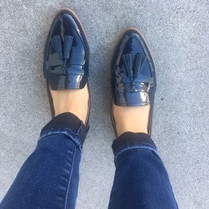 Tahari navy panted leather loafers
